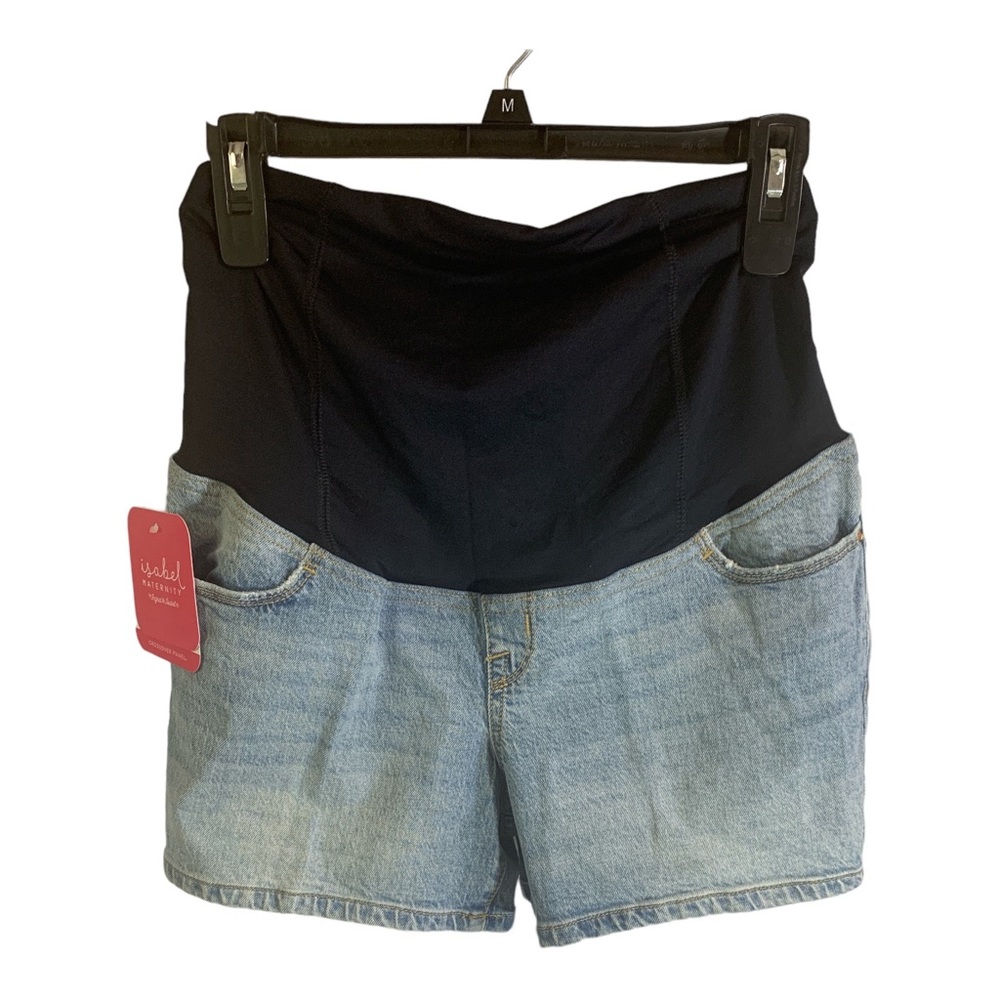 Isabel Maternity Over Belly Midi Light Wash Jean Shorts Size 2/26